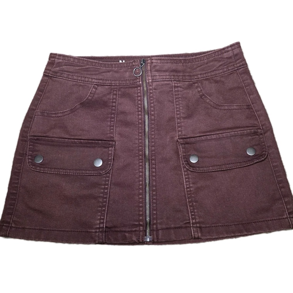 No Boundaries Zip Front Utility Micro Mini Skirt Brown Cargo Y2K XXS